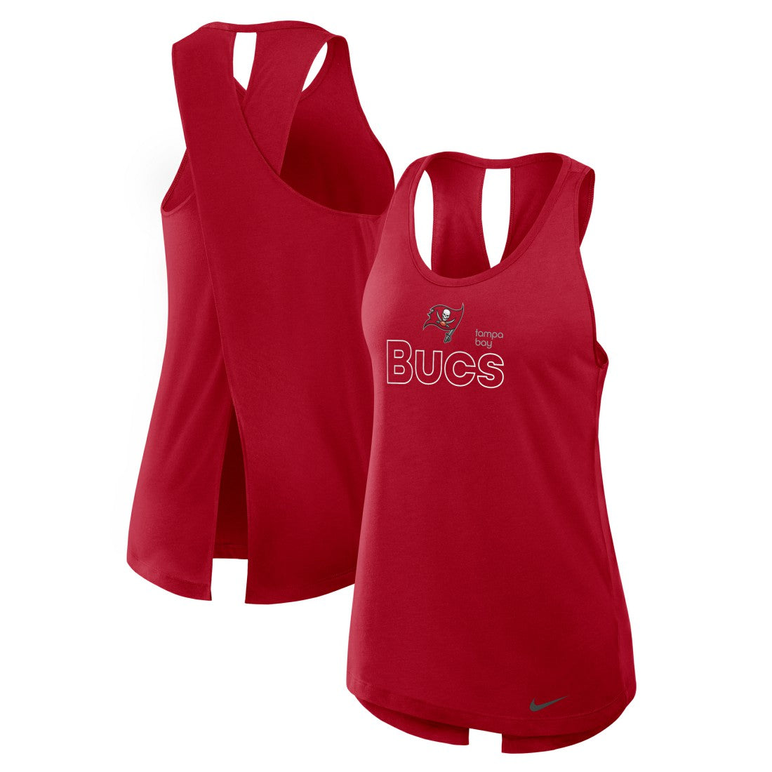 Tampa Bay Buccaneers Women's Open-Back Crisscross Dri-FIT Tank Top - Red Tops