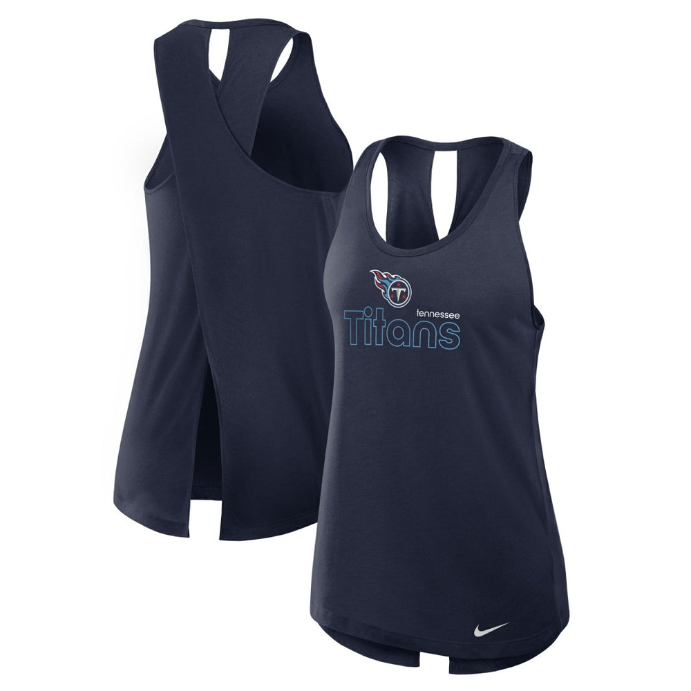 Tennessee Titans Women's Open-Back Crisscross Dri-FIT Tank Top - Navy Tops