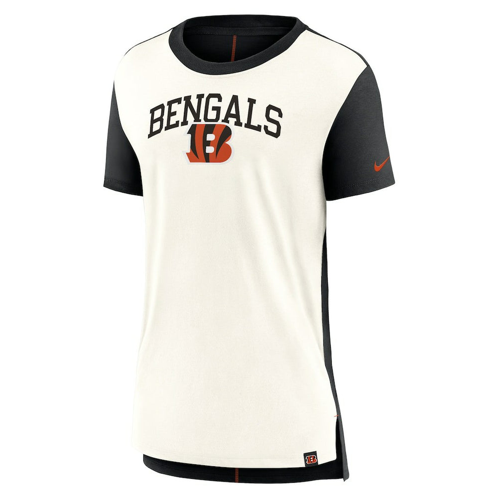 Cincinnati Bengals Women's Wordmark Tri-Blend T-Shirt - Cream/Black T-shirts