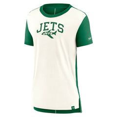 New York Jets Women's Wordmark Tri-Blend T-Shirt - Cream/Kelly Green T-shirts