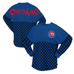 Chicago Cubs Fanatics Women's Checker Print Long Sleeve T-Shirt - Royal T-shirts