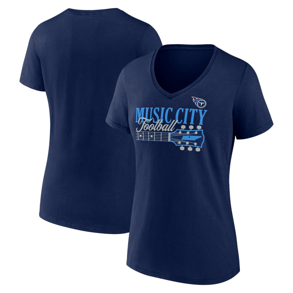 Tennessee Titans Women's Hometown Defensive Stand V-Neck T-Shirt - Navy T-shirts