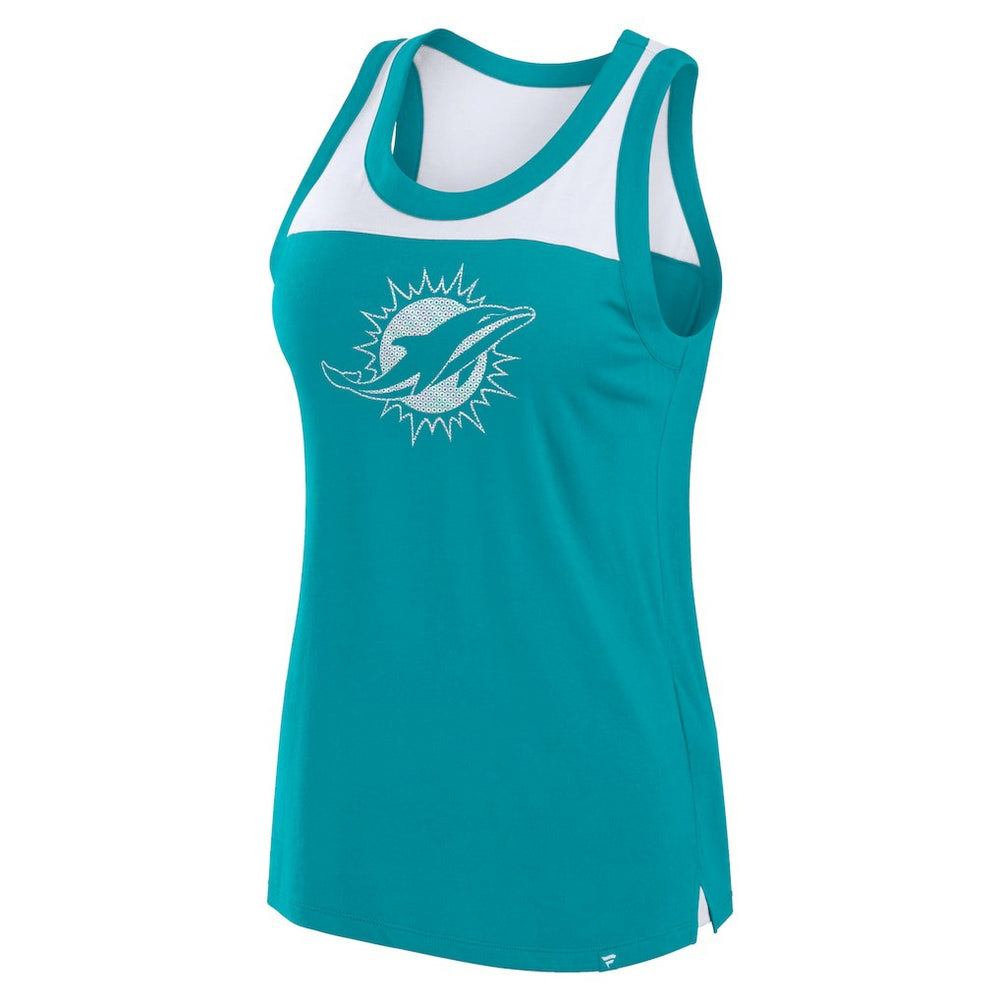 Miami Dolphins Women's Sequin Tank Top - Aqua Tops