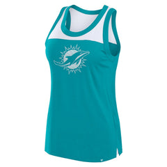 Miami Dolphins Women's Sequin Tank Top - Aqua Tops