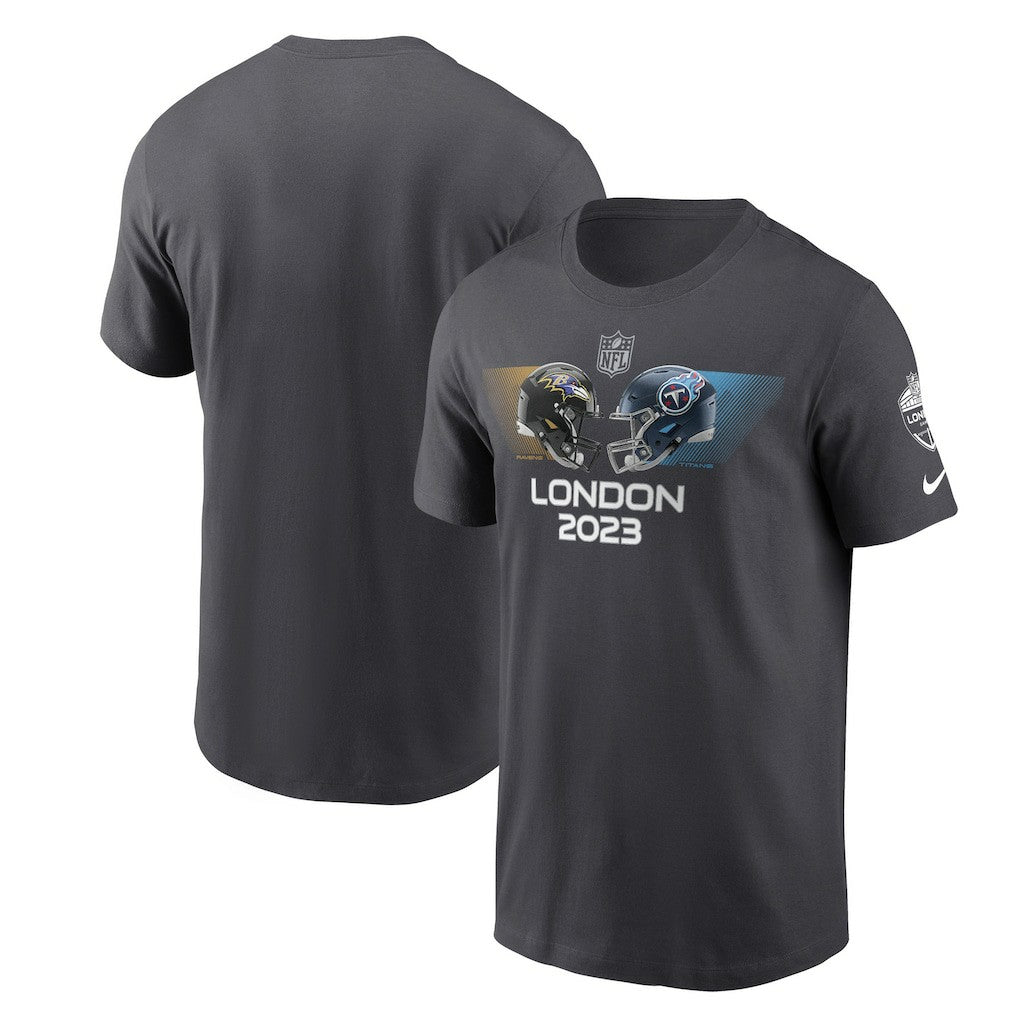 Baltimore Ravens vs. Tennessee Titans 2023 London Game Essential T-Shirt - Anthracite T-shirts