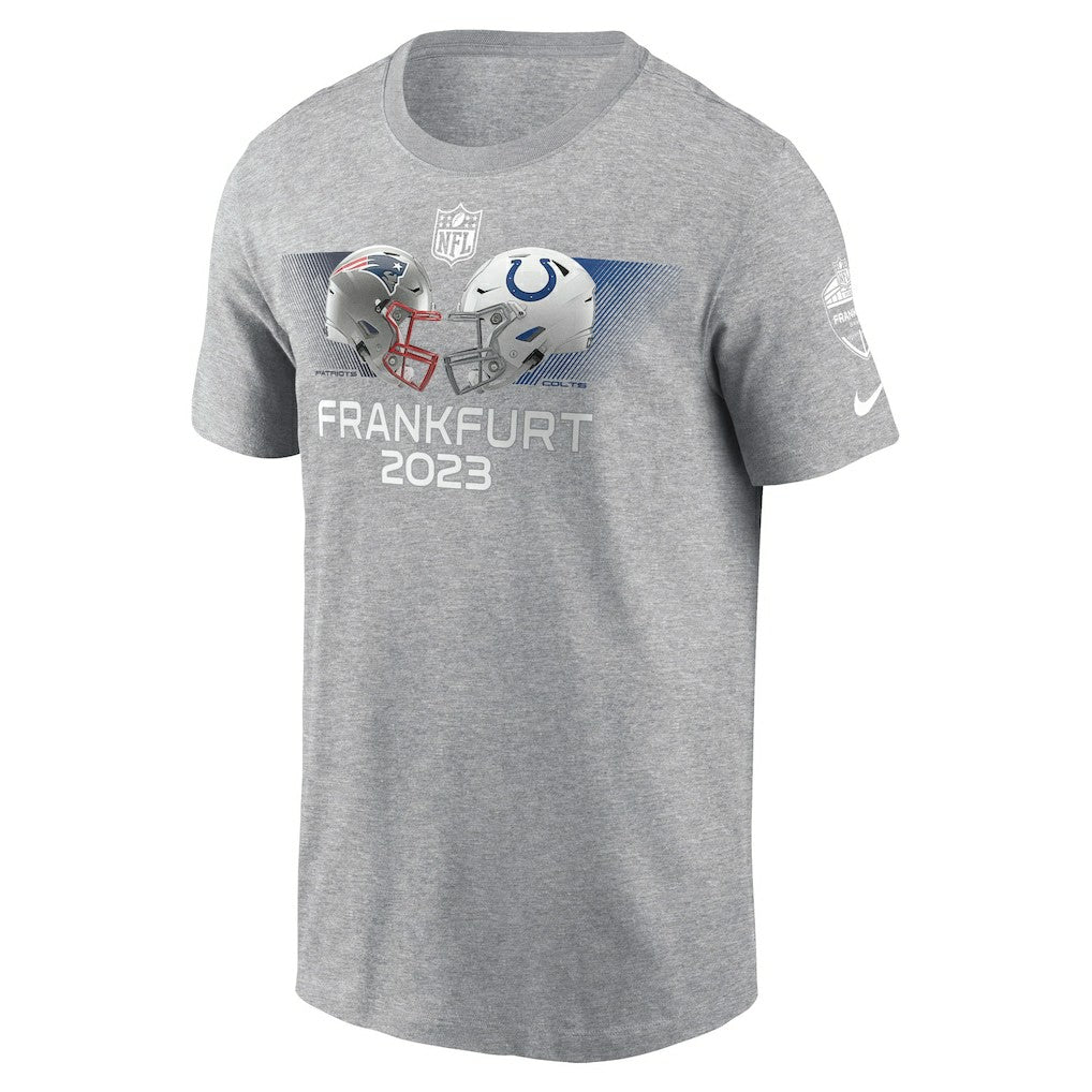 New England Patriots vs. Indianapolis Colts 2023 Frankfurt Game Essential T-Shirt - Heather Gray T-shirts