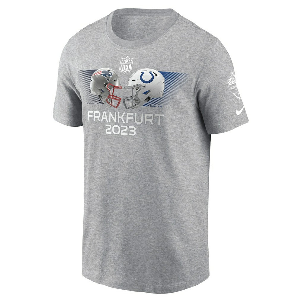 New England Patriots vs. Indianapolis Colts 2023 Frankfurt Game Essential T-Shirt - Heather Gray T-shirts