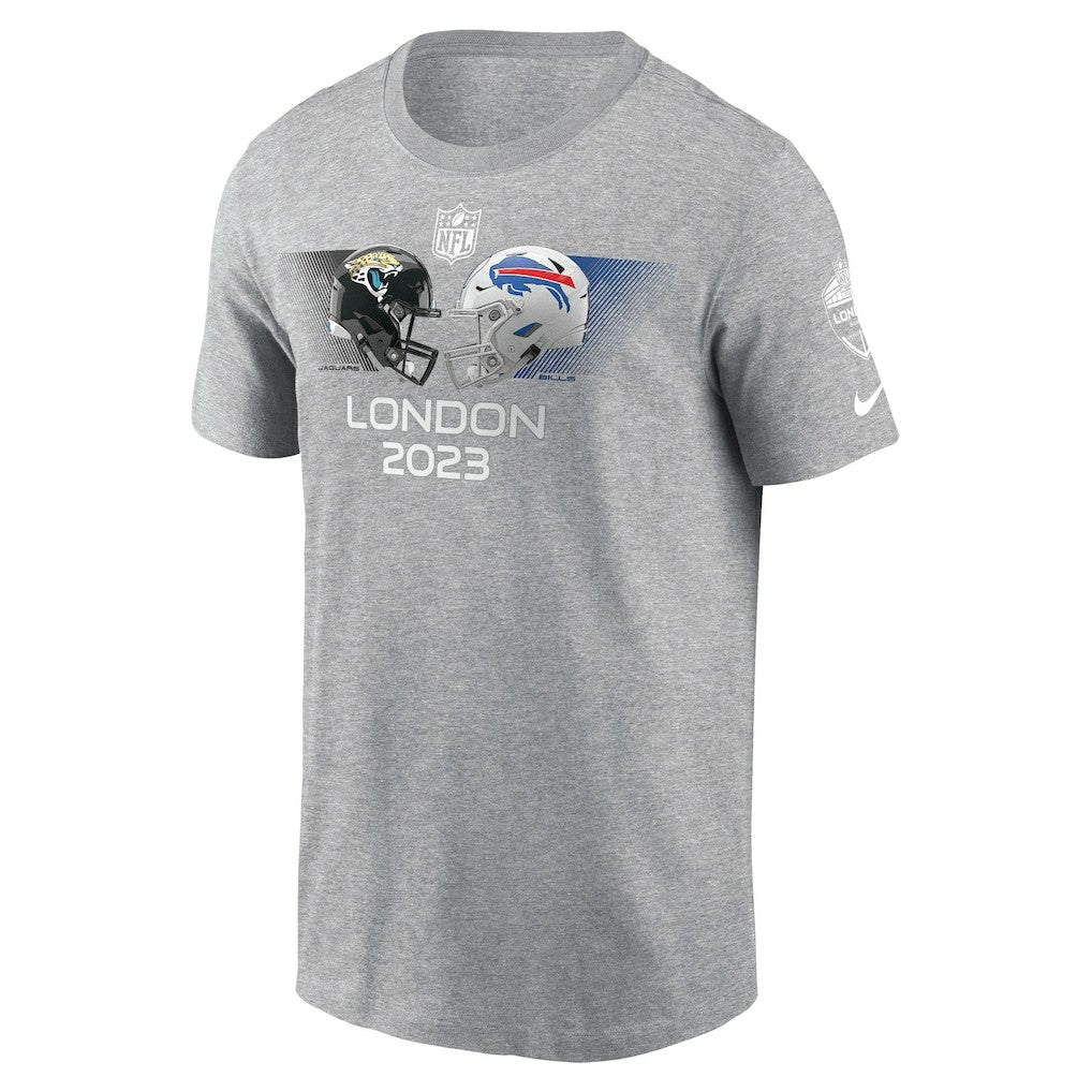 Jacksonville Jaguars vs. Buffalo Bills 2023 London Game T-Shirt - Heather Charcoal T-shirts