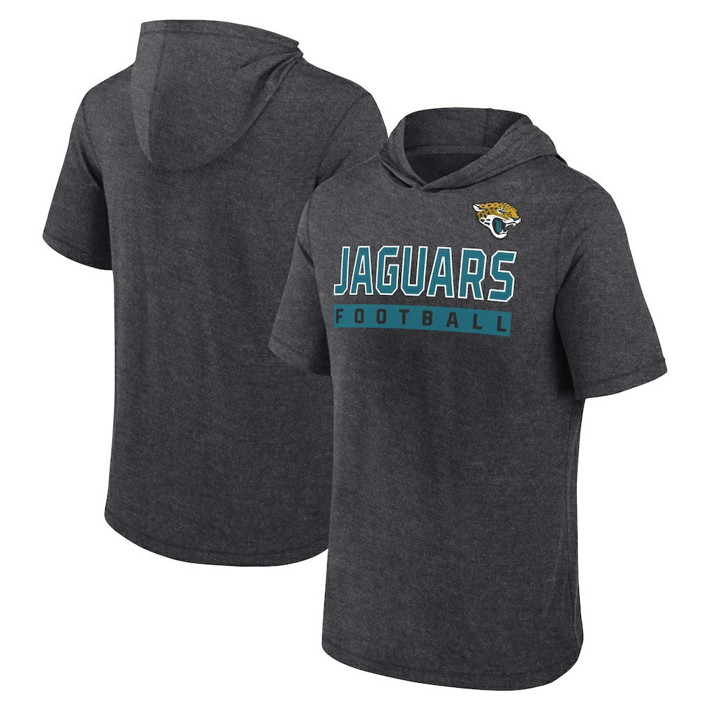Jacksonville Jaguars Push Short Sleeve Pullover Hoodie - Heather Charcoal Hoodies