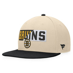 Boston Bruins Fanatics Goalaso Snapback Hat - Cream/Black | US 200542887