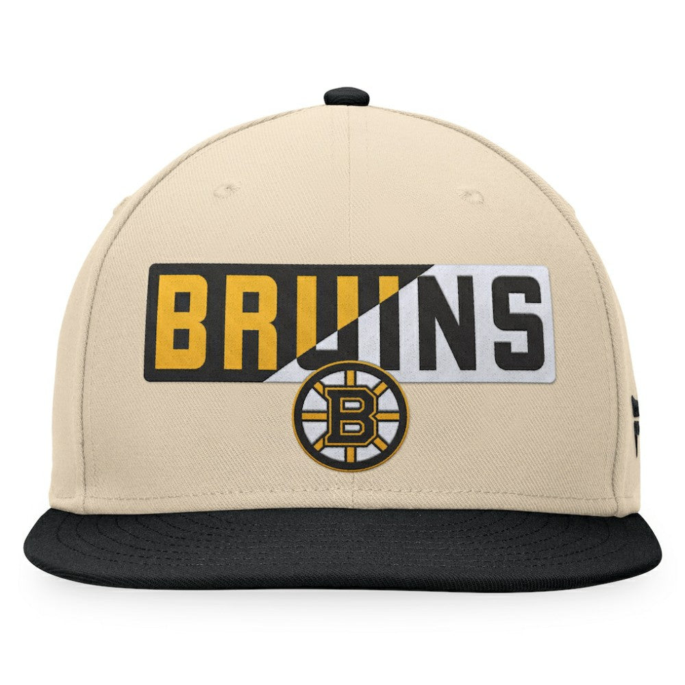Boston Bruins Fanatics Goalaso Snapback Hat - Cream/Black | US 200542887