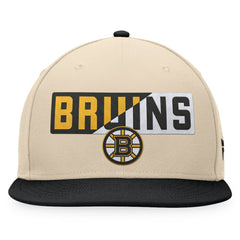 Boston Bruins Fanatics Goalaso Snapback Hat - Cream/Black | US 200542887