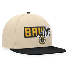 Boston Bruins Fanatics Goalaso Snapback Hat - Cream/Black | US 200542887