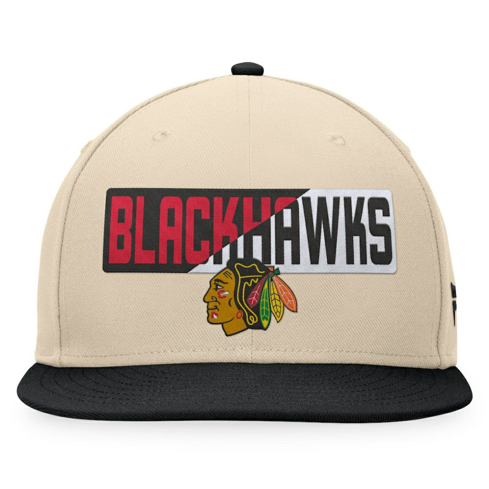 Chicago Blackhawks Fanatics Goalaso Snapback Hat - Cream/Black | US 200542894