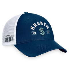 Seattle Kraken Fanatics Free Kick Trucker Adjustable Hat - Deep Sea Blue/White | US 200542907