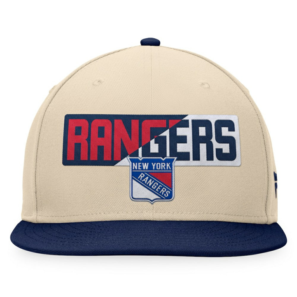 New York Rangers Fanatics Goalaso Snapback Hat - Cream/Navy | US 200542917