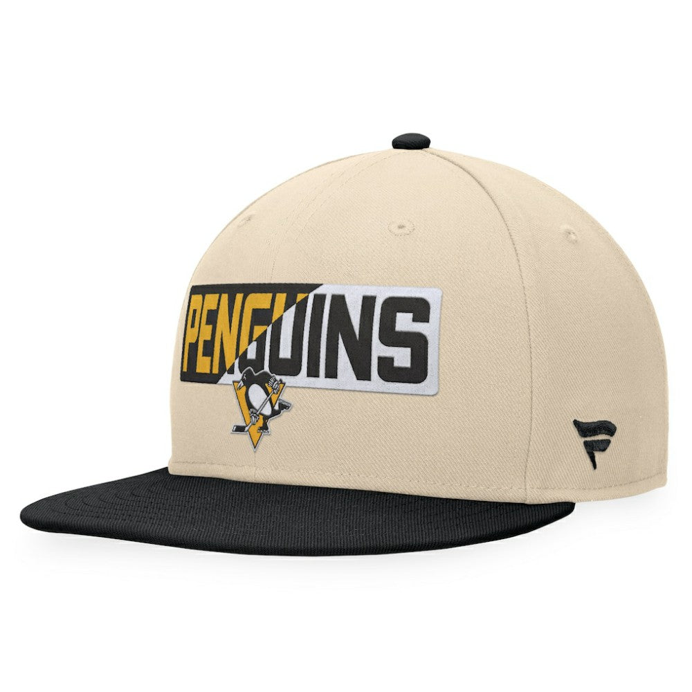Pittsburgh Penguins Fanatics Goalaso Snapback Hat - Cream/Black | US 200542919