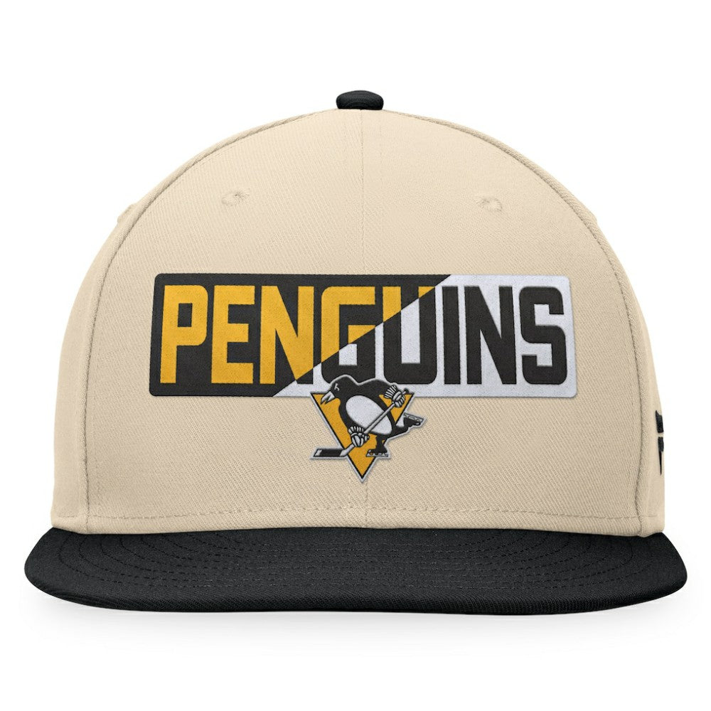 Pittsburgh Penguins Fanatics Goalaso Snapback Hat - Cream/Black | US 200542919