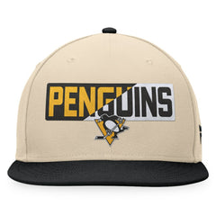Pittsburgh Penguins Fanatics Goalaso Snapback Hat - Cream/Black | US 200542919
