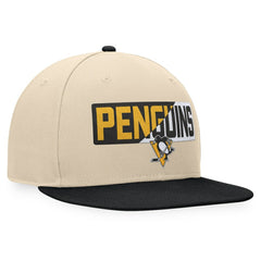 Pittsburgh Penguins Fanatics Goalaso Snapback Hat - Cream/Black | US 200542919