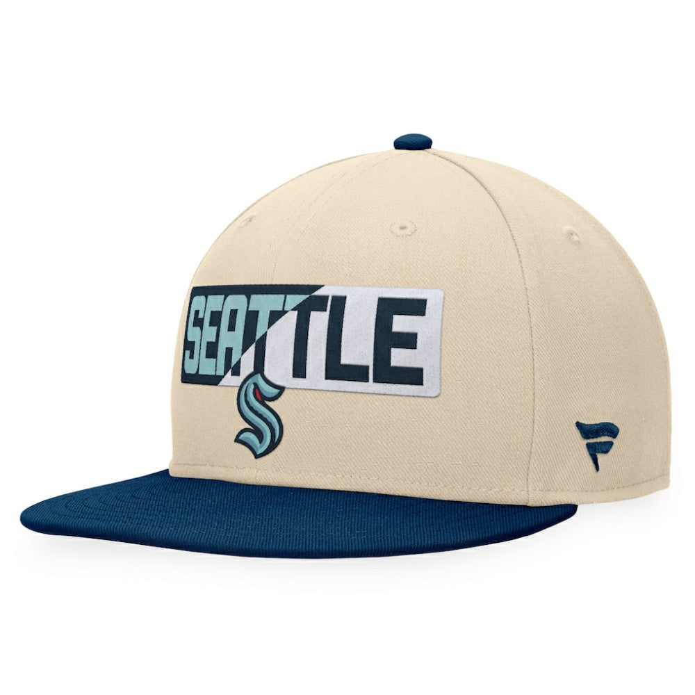 Seattle Kraken Fanatics Goalaso Snapback Hat - Cream/Deep Sea Blue | US 200542921