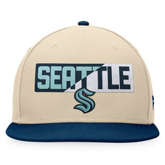 Seattle Kraken Fanatics Goalaso Snapback Hat - Cream/Deep Sea Blue | US 200542921