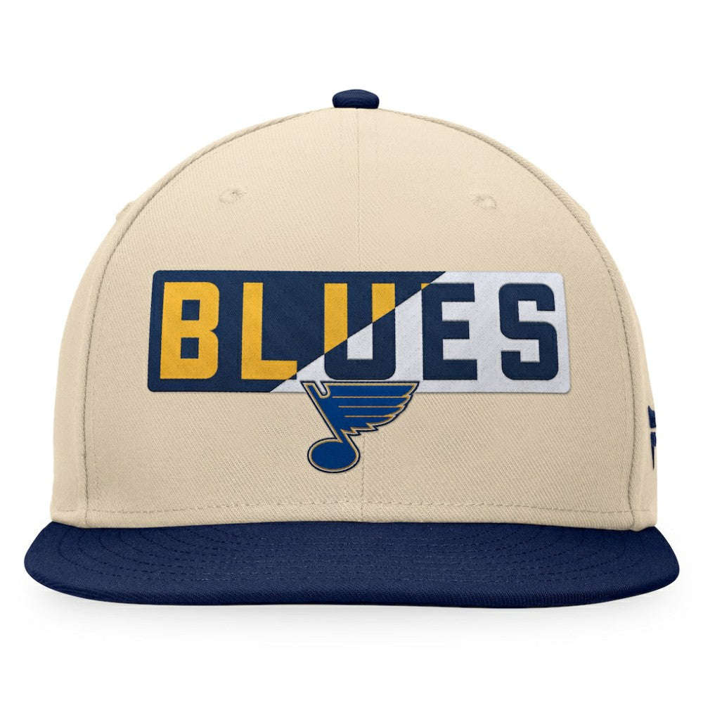 St. Louis Blues Fanatics Goalaso Snapback Hat - Cream/Navy | US 200542922