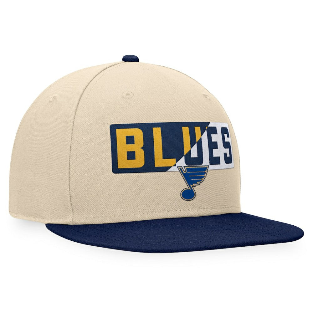 St. Louis Blues Fanatics Goalaso Snapback Hat - Cream/Navy | US 200542922