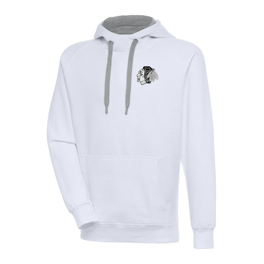 Chicago Blackhawks Antigua Metallic Logo Victory Pullover Hoodie - White | US 200544132