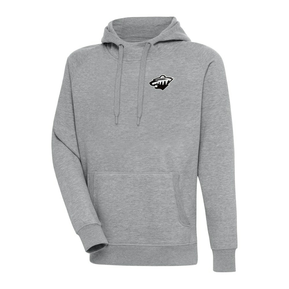Minnesota Wild Antigua Metallic Logo Victory Pullover Hoodie - Heather Gray | US 200544220