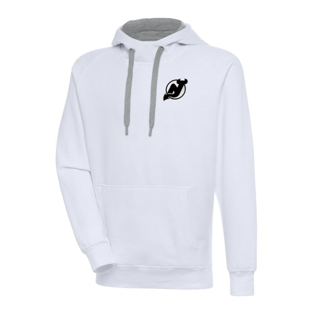 New Jersey Devils Antigua Metallic Logo Victory Pullover Hoodie - White | US 200544226