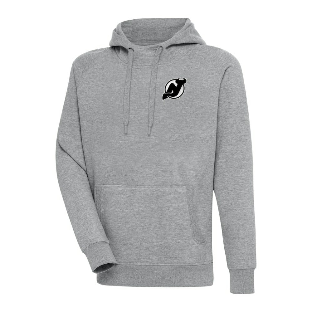New Jersey Devils Antigua Metallic Logo Victory Pullover Hoodie - Heather Gray | US 200544230