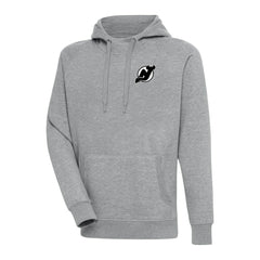 New Jersey Devils Antigua Metallic Logo Victory Pullover Hoodie - Heather Gray | US 200544230