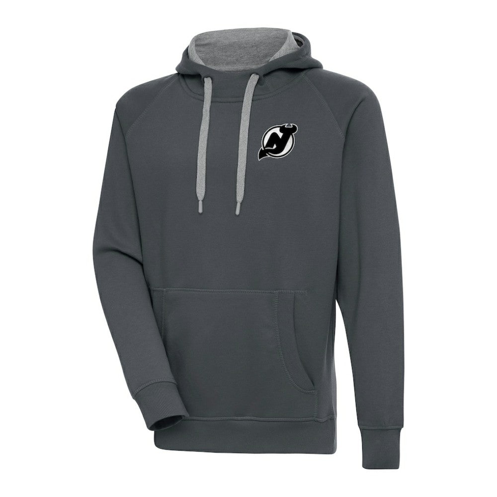 New Jersey Devils Antigua Metallic Logo Victory Pullover Hoodie - Charcoal | US 200544234