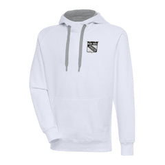 New York Rangers Antigua Metallic Logo Victory Pullover Hoodie - White | US 200544236
