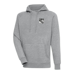 New York Rangers Antigua Metallic Logo Victory Pullover Hoodie - Heather Gray | US 200544240