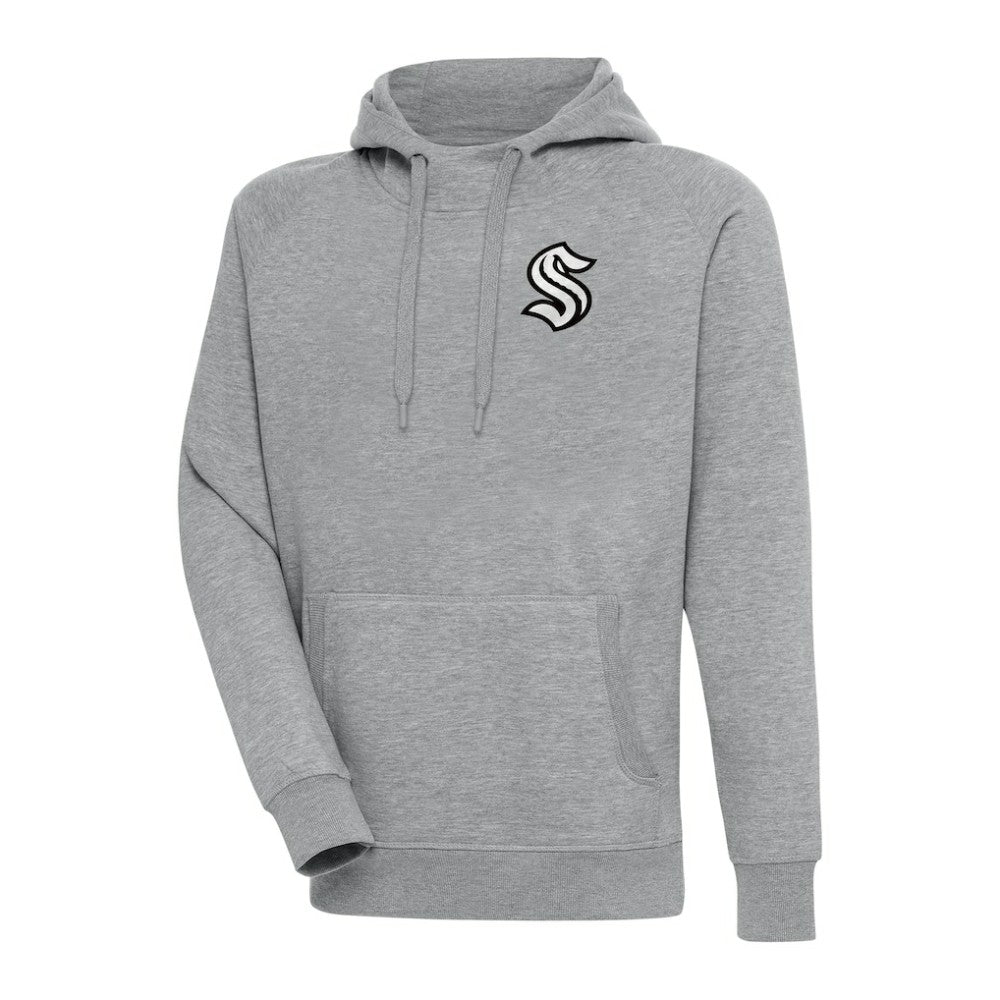 Seattle Kraken Antigua Metallic Logo Victory Pullover Hoodie - Heather Gray | US 200544272