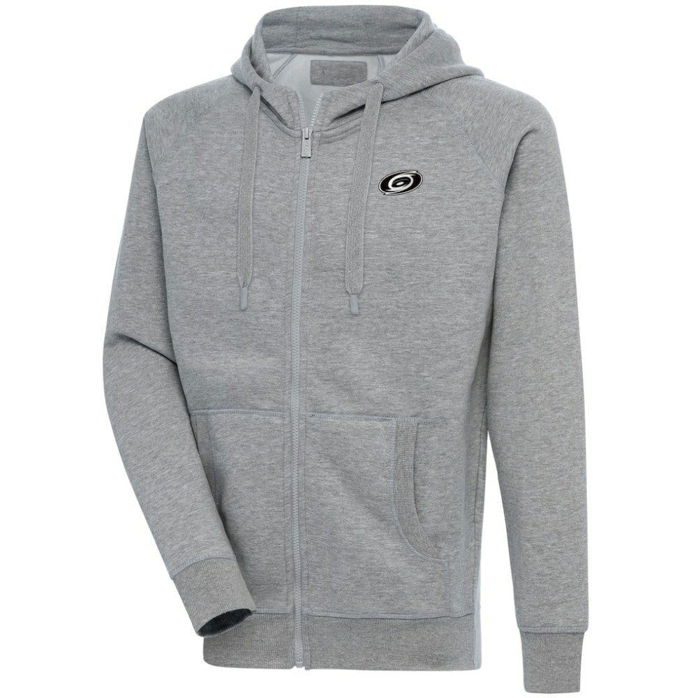 Carolina Hurricanes Antigua Metallic Logo Victory Full-Zip Hoodie - Heather Gray | US 200544444