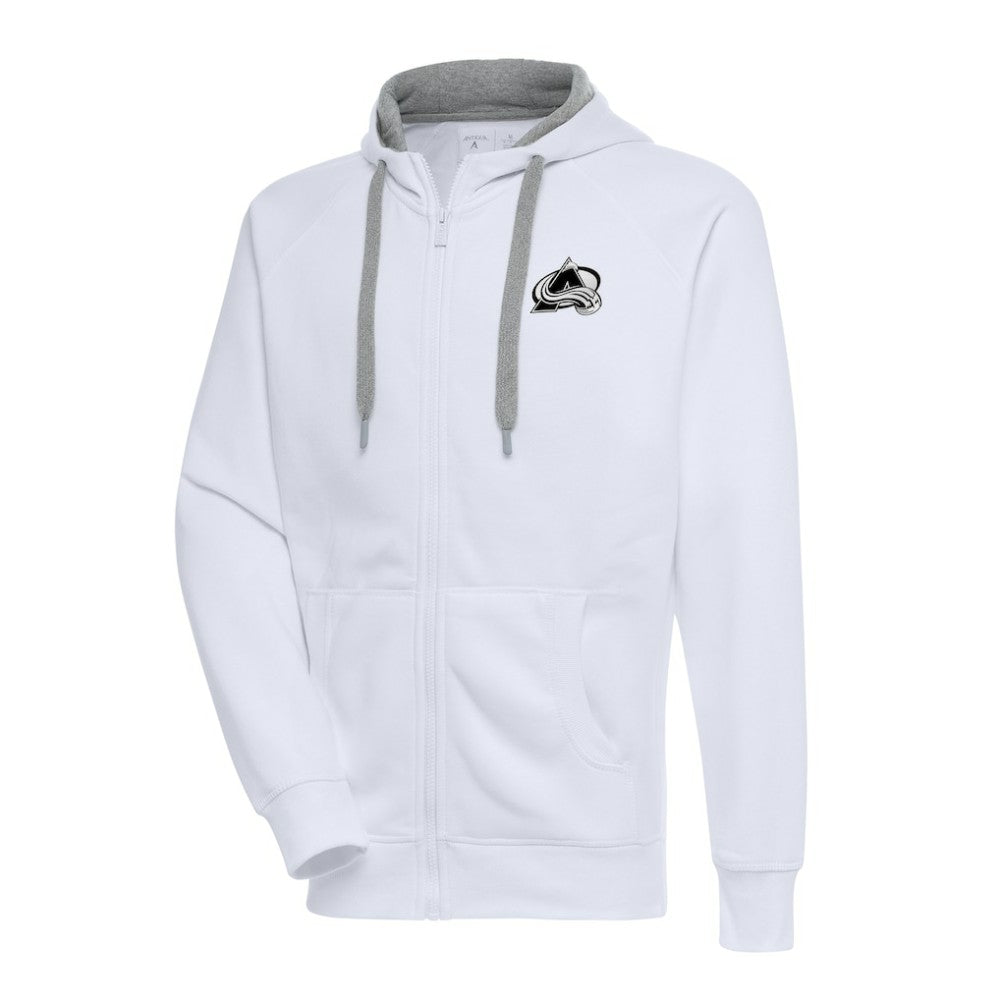 Colorado Avalanche Antigua Metallic Logo Victory Full-Zip Hoodie - White | US 200544452