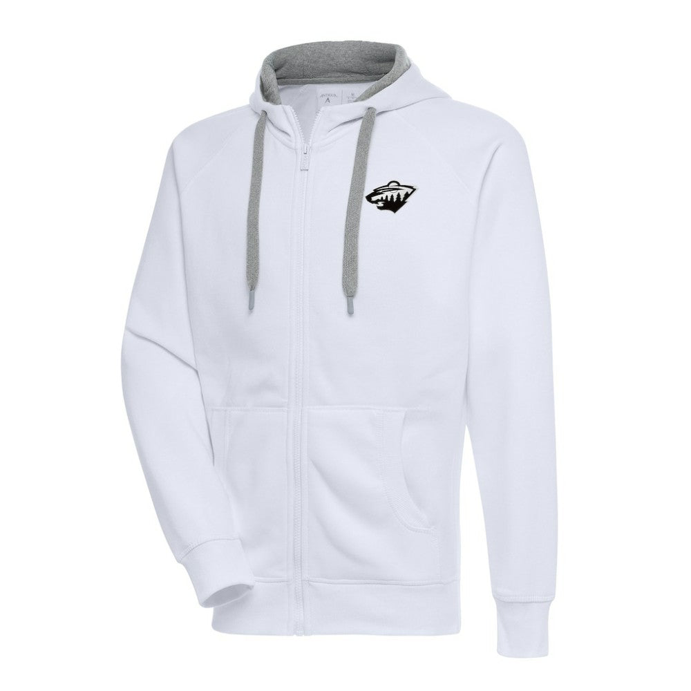 Minnesota Wild Antigua Metallic Logo Victory Full-Zip Hoodie - White | US 200544467