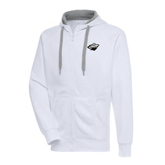 Minnesota Wild Antigua Metallic Logo Victory Full-Zip Hoodie - White | US 200544467