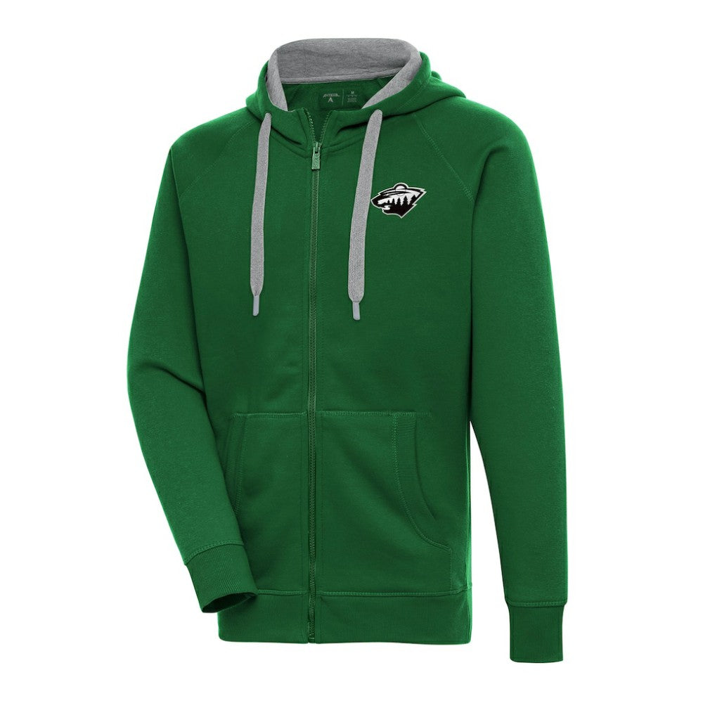 Minnesota Wild Antigua Metallic Logo Victory Full-Zip Hoodie - Green | US 200544470