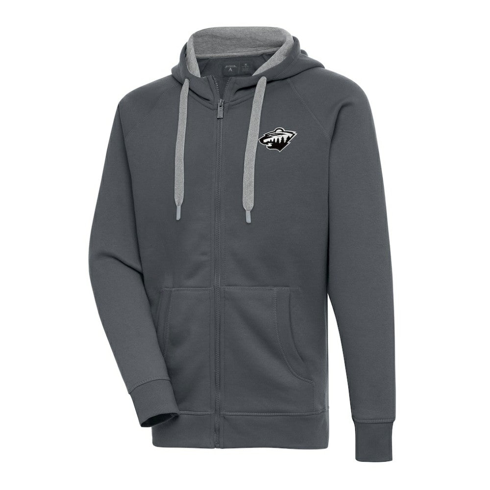 Minnesota Wild Antigua Metallic Logo Victory Full-Zip Hoodie - Charcoal | US 200544471
