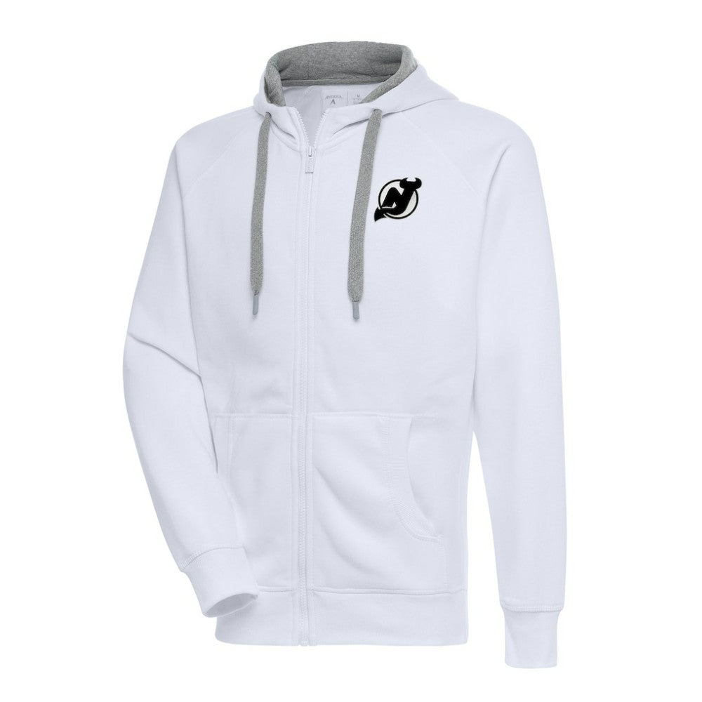 New Jersey Devils Antigua Metallic Logo Victory Full-Zip Hoodie - White | US 200544472