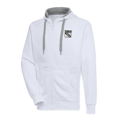 New York Rangers Antigua Metallic Logo Victory Full-Zip Hoodie - White | US 200544477