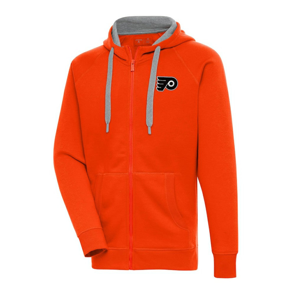 Philadelphia Flyers Antigua Metallic Logo Victory Full-Zip Hoodie - Orange | US 200544485