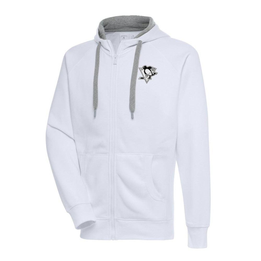 Pittsburgh Penguins Antigua Metallic Logo Victory Full-Zip Hoodie - White | US 200544487