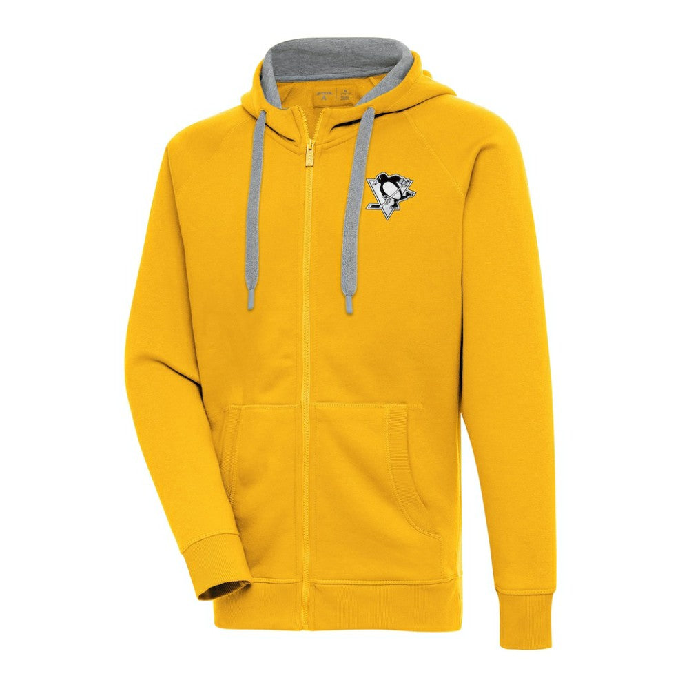 Pittsburgh Penguins Antigua Metallic Logo Victory Full-Zip Hoodie - Gold | US 200544490