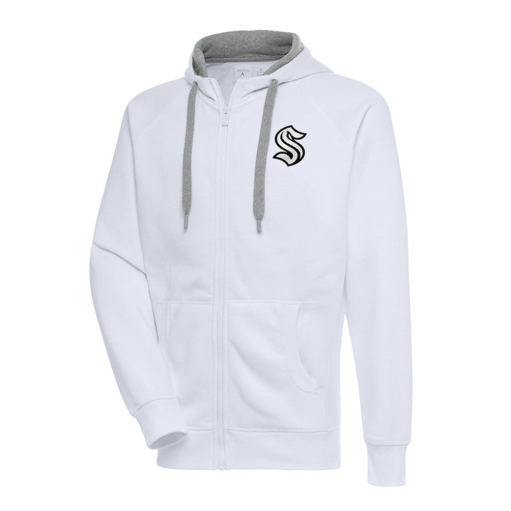 Seattle Kraken Antigua Metallic Logo Victory Full-Zip Hoodie - White | US 200544492