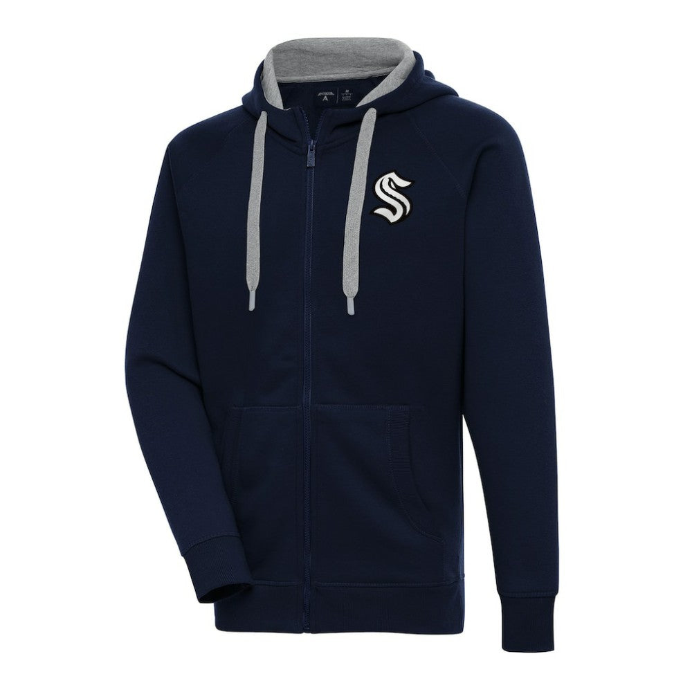 Seattle Kraken Antigua Metallic Logo Victory Full-Zip Hoodie - Deep Sea Blue | US 200544493